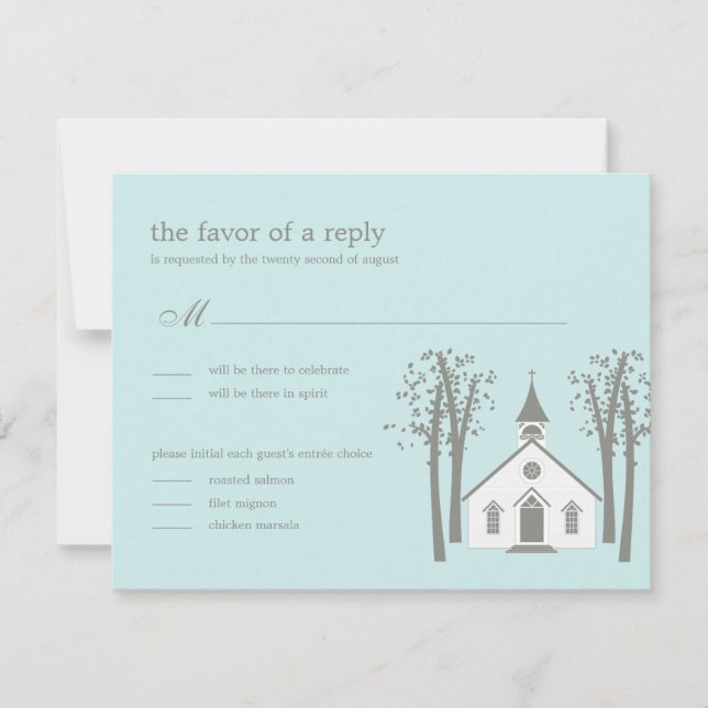 Tarjeta de respuesta de RSVP de boda de la capilla (Anverso)
