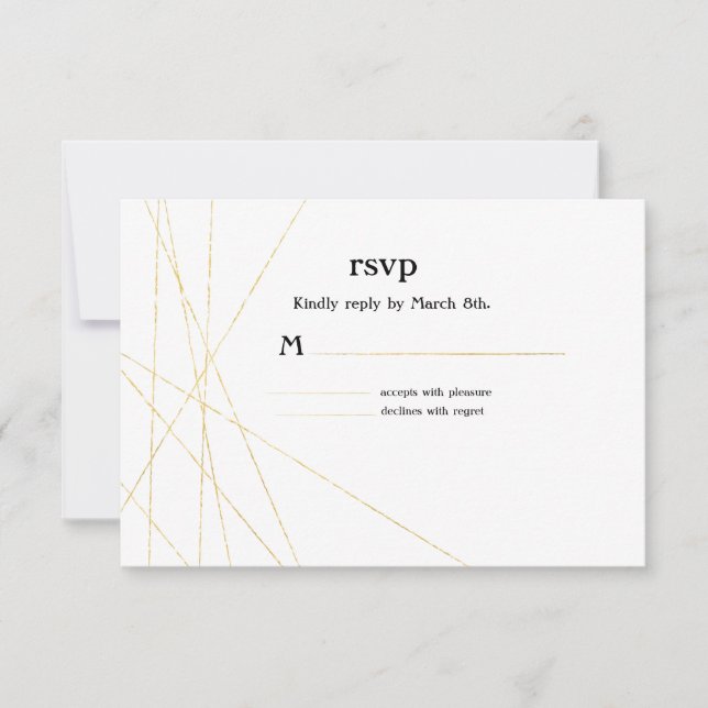 Tarjeta de respuesta de RSVP de boda de línea dora (Anverso)