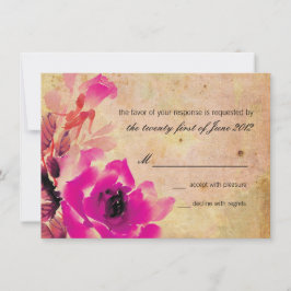 Tarjeta de respuesta de RSVP de boda de rosa vinta