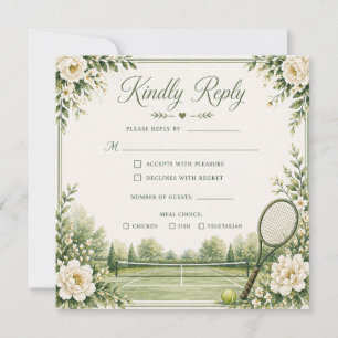 Tarjeta de Respuesta de RSVP de Boda de Tenis Eleg