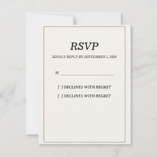 Tarjeta de respuesta de RSVP de boda elegante con 