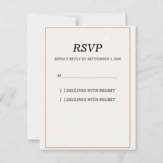 Tarjeta de respuesta de RSVP de boda elegante con 