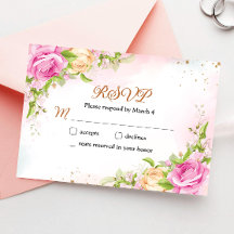 Tarjeta de respuesta de RSVP de boda elegante flor