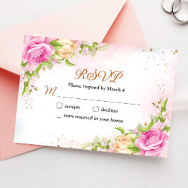Tarjeta de respuesta de RSVP de boda elegante flor