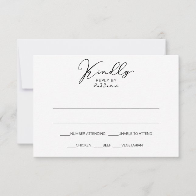Tarjeta de respuesta de RSVP de boda elegante vint (Anverso)