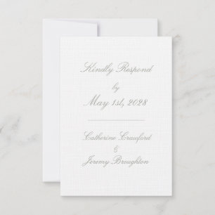 Tarjeta de respuesta de RSVP de boda en lino blanc
