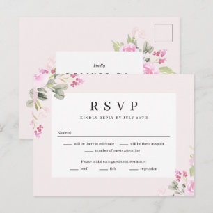 Tarjeta de respuesta de RSVP de boda floral de jar
