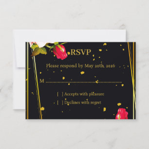 Tarjeta de respuesta de RSVP de boda floral temper