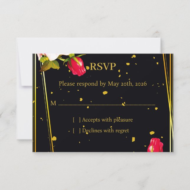Tarjeta de respuesta de RSVP de boda floral temper (Anverso)