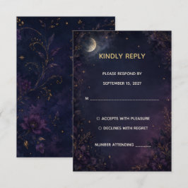 Tarjeta de respuesta de RSVP de boda gótica celest