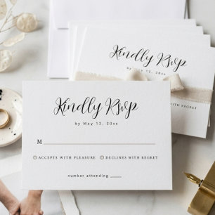Tarjeta de respuesta de RSVP de boda minimalista