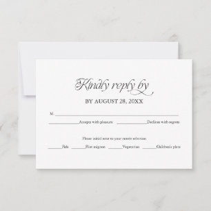 Tarjeta de respuesta de RSVP de boda minimalista m