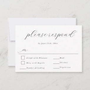 Tarjeta de respuesta de RSVP de boda moderna con g