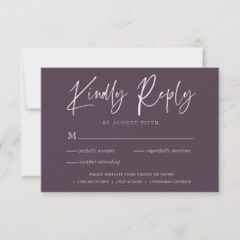 Tarjeta de respuesta de RSVP de boda morada | Escr