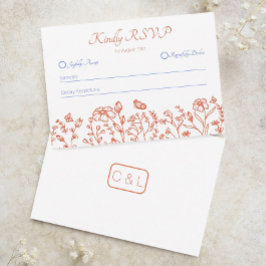 Tarjeta de respuesta de RSVP de boda Naranja Atard