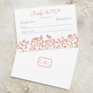 Tarjeta de respuesta de RSVP de boda Naranja Veron