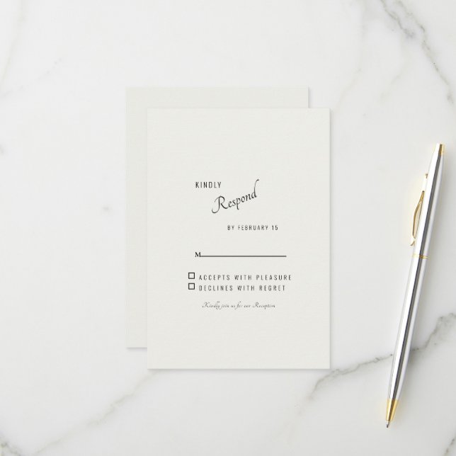 Tarjeta de respuesta de RSVP de boda simple modern (Anverso/Reverso In Situ)