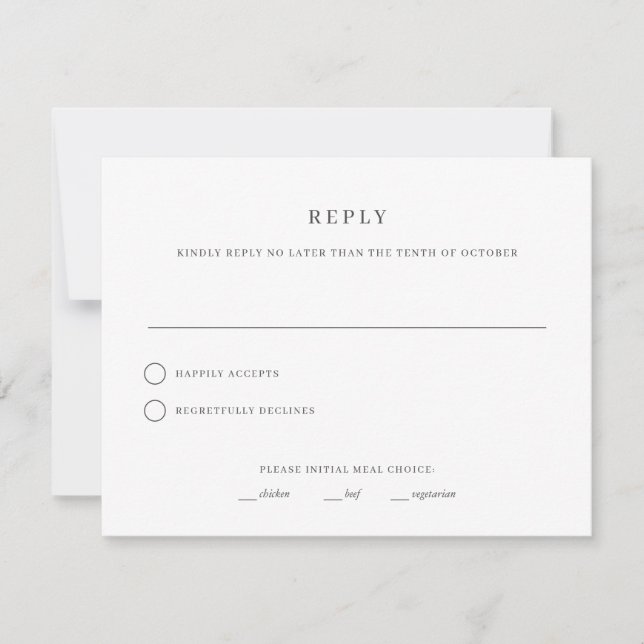 Tarjeta de respuesta de RSVP de boda simple y eleg (Anverso)