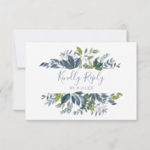 Tarjeta de respuesta de RSVP de boda - Verde con a