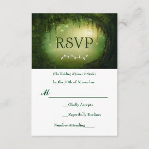 Tarjeta de respuesta de RSVP de boda verde del bos