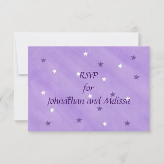 Tarjeta de respuesta de RSVP de estrellas púrpura 