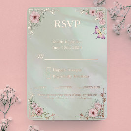 Tarjeta de respuesta de RSVP de papel de estaño de