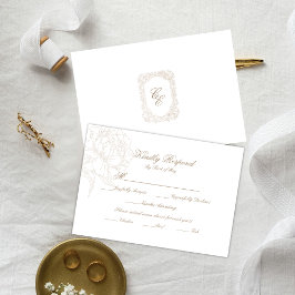 Tarjeta de respuesta de RSVP floral clásico con co