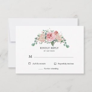 Tarjeta de respuesta de RSVP floral de flor de med