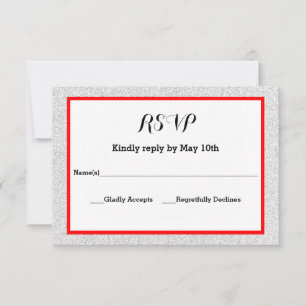 Tarjeta de respuesta de RSVP - Marco rojo y brillo