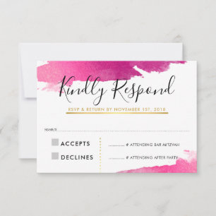 TARJETA DE RESPUESTA DE RSVP oro dorado rosa negro