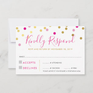 TARJETA DE RESPUESTA DE RSVP Papel de confeti spot