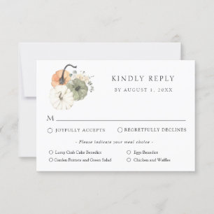 Tarjeta de respuesta de RSVP para boda otoñal rúst