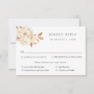 Tarjeta de respuesta de RSVP para boda rústica de 