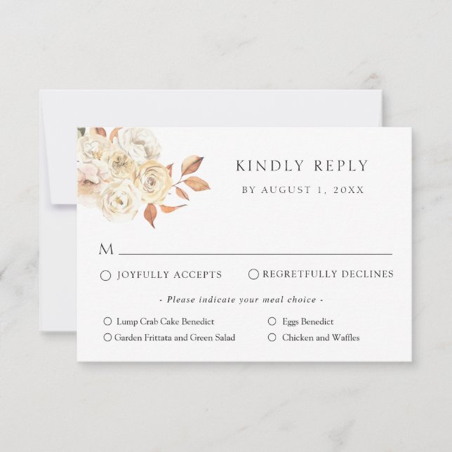 Tarjeta de respuesta de RSVP para boda rústica de  (Anverso)
