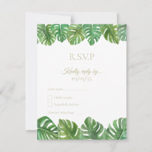 Tarjeta de respuesta de RSVP para boda tropical