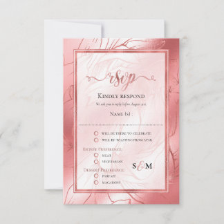 tarjeta de respuesta de rsvp rosa rosa polvoriento