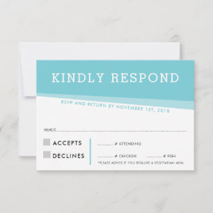 TARJETA DE RESPUESTA DE RSVP simple turquesa moder