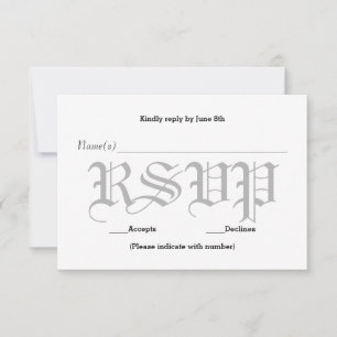 Tarjeta de respuesta de RSVP - Texto de boda gris
