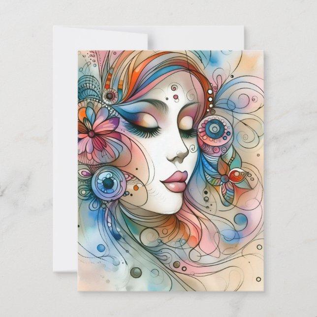 Tarjeta de Respuesta de Scrapbook de Mujer Soñador (Anverso)