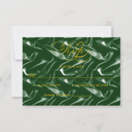 Tarjeta de respuesta de seda verde esmeralda para 