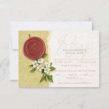 Tarjeta de respuesta de sello rojo de boda