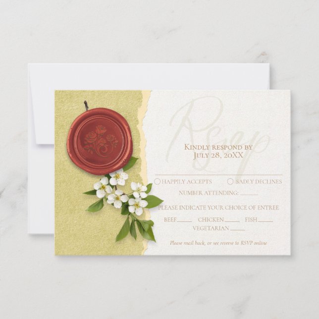 Tarjeta de respuesta de sello rojo de boda (Anverso)