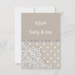 Tarjeta de respuesta de Sepia Spot Lace Diamond Bo