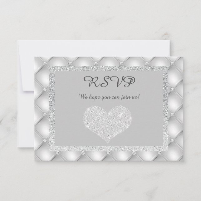 TARJETA DE RESPUESTA DE SILVER HEART DIAMOND RSVP (Anverso)
