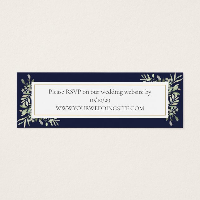 Tarjeta de respuesta de sitio web de boda de verde (Frente)