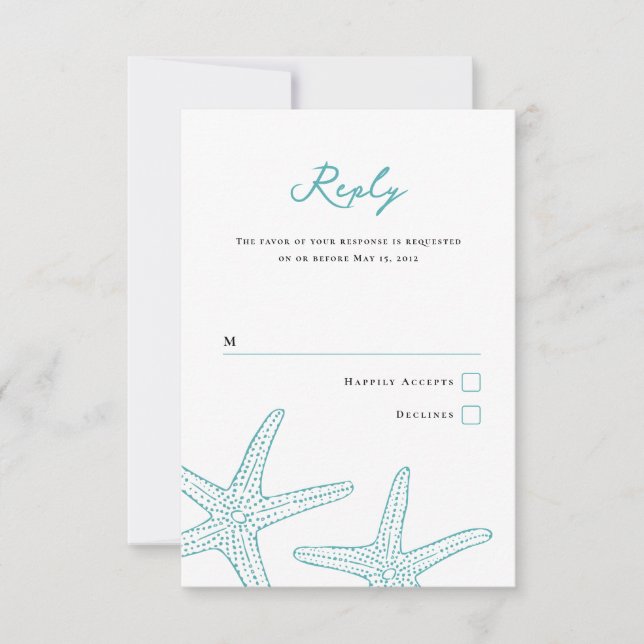 Tarjeta de respuesta de Starfish Turquoise (Anverso)