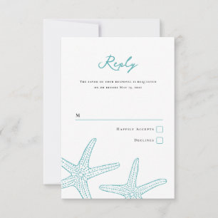 Tarjeta de respuesta de Starfish Turquoise