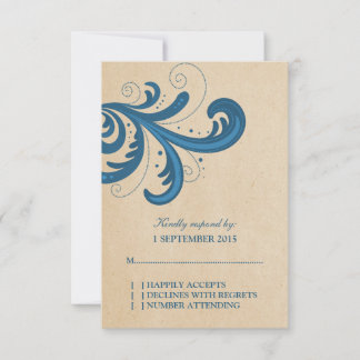 Tarjeta De Respuesta De Swirls De Estilo Azul