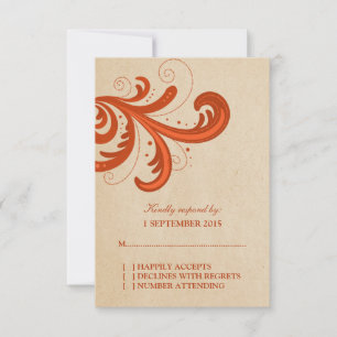 Tarjeta De Respuesta De Swirls De Estilo naranja