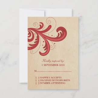 Tarjeta De Respuesta De Swirls De Estilo Rojo